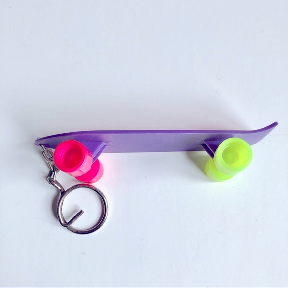 VINTAGE Skateboard Keychain LAURENT DAVID Pink Unisex 6 3/4” - Picture 2 of 9